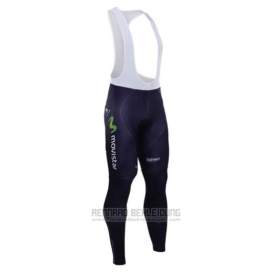 2015 Fahrradbekleidung Movistar Shwarz Trikot Langarm und Tragerhose